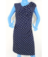 Vince Camuto Navy Blue Polka Dot Bodycon Dress M 8 10 Slimming Sleeveles... - £31.21 GBP