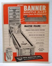 Banner Arcade Flyer 1954 Original Vintage United Shuffle Alley Game Art 8&quot; x 11&quot; - £27.97 GBP