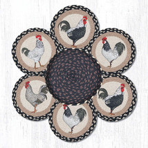 Earth Rugs TNB-430 Roosters Trivets in a Basket 10&quot; x 10&quot; - £62.21 GBP