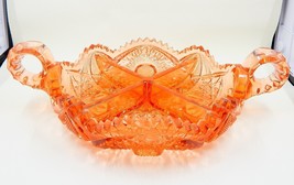 Imperial Pressed Glass Crystal Divided Relish Dish Two Handle Sawtooth Edge - £39.30 GBP