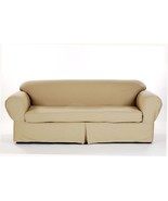 All Cotton Brushed Twill 2-piece Round arm Loveseat Slipcover Cover Soli... - $101.69 CAD
