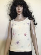 Vintage Women Angora Wool Rabbit Hair Sequin Tank Top Tan Color Small Hong Kong - £7.79 GBP