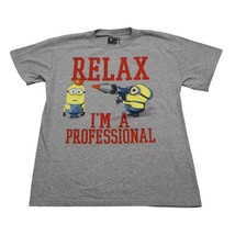 Despicable Me Minion Made Shirt Mens L Gray Crew Neck Short Sleeve Graph... - $355.10 MXN