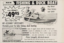 1960 Print Ad Fishing &amp; Duck Lightweight Boats Consolidated Research Alhambra,CA - £8.61 GBP