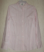 Excellent Womens J.Crew &quot;Slim Fit&quot; Pink &amp; White Stripe Shirt Size M - £18.94 GBP