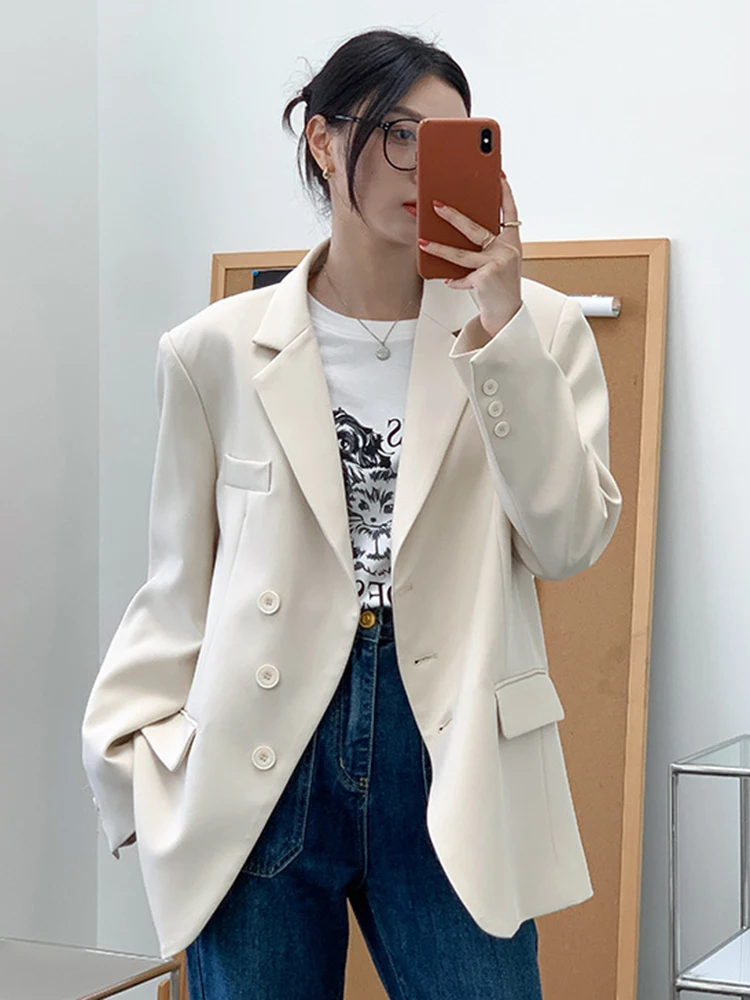 TWOTWINSTYLE solid slim blazers for women notched long sleeve patchwork ... - $254.58