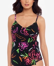 MSRP $122 Magicsuit Printed Carma Tankini Top Womens Swimsuit Black Size 8 - $31.43