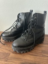 Bamboo Staging-01 Boots Black Combat Lug Platform Zip-Up &amp; Laced Size 9 - $21.99