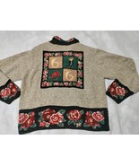 The Eagles Eye EQUESTRIAN CARDIGAN SWEATER XL Roses Horse Theme Boots Bugle - $44.10