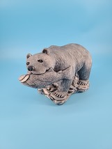 Ash Carved Bear With Salmon 1980 Mount St. Helen Signed Wildlife Fish - $25.00