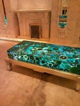 6&#39;x3&#39; Marble Agate Dining Table Top With LED Light Outdoor Hallway Decor E1010 - £6,876.05 GBP