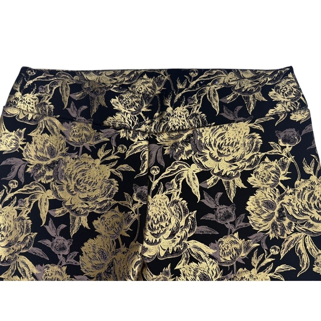 Soft Surroundings XL Black Gold Floral Brocade Pants Slim Ankle Evening Item image 2