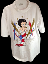 Vtg 90s Betty Boop T-Shirt 90s Patriotic Flag Diamond Dust USA Single Stitch L - £40.04 GBP