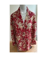Pendleton Floral Print Blazer Red Toile Button Front Jacket Career Offic... - $483.62 MXN
