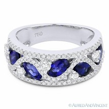 2.35ct Oval Cut Natural Oval Cut Sapphire &amp; Diamond Pave Ring in 18k White Gold - £3,295.73 GBP