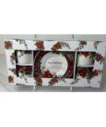 Grace TeaWare Poinsettia Plaid Holiday Espresso Cups &amp; Saucers New in Box - $34.60