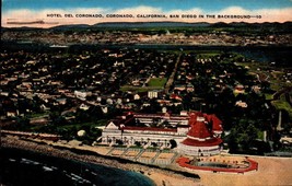 Vintage POSTCARD-HOTEL Del Coronado, Coronado, CA-SAN Diego In Background BK35 - £3.95 GBP