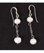 Sterling Silver and Freshwater Pearl Earrings 2 inch Drop - £10.46 GBP