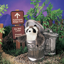 Raccoon In Garbage Can Puppet - Folkmanis (2321) - £25.11 GBP