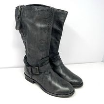 Bed Stu Women’s Moto Boots Sz 6 Black Distressed Leather Buckle Engineer... - $49.45