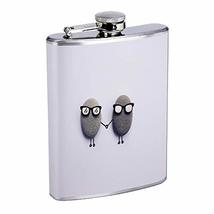 Rock Love Hip Flask Stainless Steel 8 Oz Silver Drinking Whiskey Spirits... - £7.93 GBP