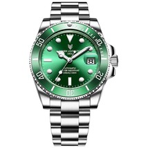 LIGE New Watch Men Automatic Mechanical Silver green - £70.19 GBP