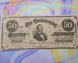 1864 Confederate States of America $50 Bill Vintage Reproduction - £26.03 GBP