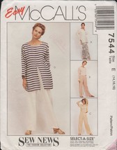 McCall&#39;s 7544 Split Tunic, Crop Top, Pull On Pants Pattern Size 14 16 18... - £10.06 GBP