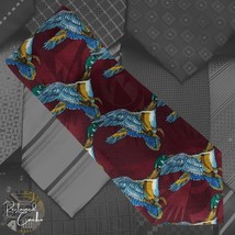 Renaissance Maroon Flying Ducks Printed Handmade Pointed Necktie Novelty... - $16.00