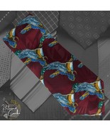 Renaissance Maroon Flying Ducks Printed Handmade Pointed Necktie Novelty... - $16.00