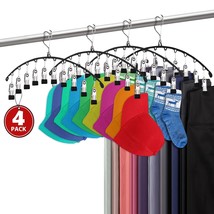 Legging Organizer &amp; Pants Hangers For Closet, 4 Pack/40 Clips Metal Pants Hanger - £32.16 GBP
