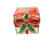 Plaid Christmas Giftbox Cinnamon Candlecup Fitz and Floyd 2002 Xmas Holidays VTG - £12.15 GBP
