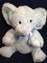 Aurora Baby Lotsa Dots Blue Elephant Plush Lovey Toy Stuffed Animal Sitting 10" - $18.95