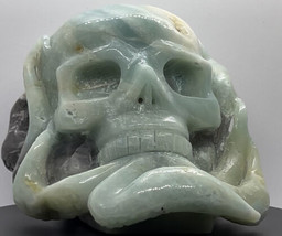 Natural Quartz Crystal Amazonite stone Hand Carved Mineral Healing Skull - £586.69 GBP