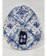 RACHEL ROY BLUE MELAMINE EASTER SALAD EGG SHAPED PLATES S/4 - €29,43 EUR