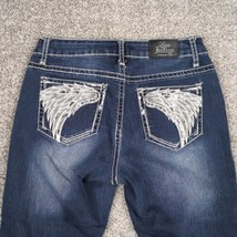 Love Indigo Jeans Women 6 Blue Denim Capri Cropped Embellished Angel Win... - $19.99