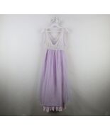 Vtg 60s 70s Womens Medium Baby Doll Chiffon Lace Flower Night Gown Purpl... - $1,084.38 MXN