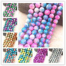 4/6/8/10mm Glass Beads Round Loose Spacer Beads Pattern For Jewelry Making DIY B - £1.54 GBP+