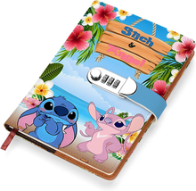 Stitch Travel Journal, A5 Creative Password Lock Journal,Diary with Lock,Secret - £23.67 GBP