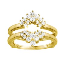 Solitaire Enhancer Cluster Band Guard Ring 0.38Ct Diamonds Yellow Gold-Plated - £81.25 GBP
