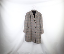 Vtg 60s 70s Rockabilly Mens 44R Rainbow Houndstooth Wool Tweed Trench Coat USA - £96.16 GBP