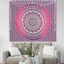 Indian Cotton Pink Purple Tapestry Mandala Wall Hangings- Tapestry for Bedroom - £19.34 GBP