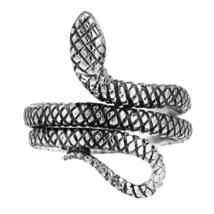 Unique Tropical Snake Coil Wrap Sterling Silver Ring-7 - $26.12