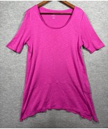 J Jill Womens Shirt M Pima Dipped Hem Tunic Pink Casual - $19.06