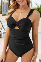 Black Cut out Twist Bowknot Backless One Piece Swimsuit - $25.99