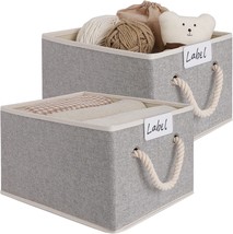 Loforhoney Home Large, Light Gray, 2-Pack, Canvas Storage Bins For Clothes, - £28.24 GBP