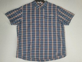 Oakley Shirt Mens Medium XL Blue Orange Plaid Button Up Short Sleeve Tec... - $18.78