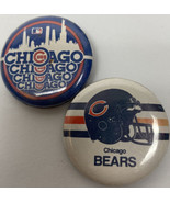 2 Vintage 1980s Chicago Bears Cubs MLB Button Pin Pinback  - £7.69 GBP