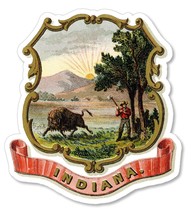 Indiana Coat of Arms State Flag Car Truck Window Bumper Sticker Decal 4&quot; - £3.18 GBP