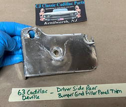 63 Cadillac Deville Left Rear Bumper End To Center Bar Aluminum Filler Panel - £39.55 GBP